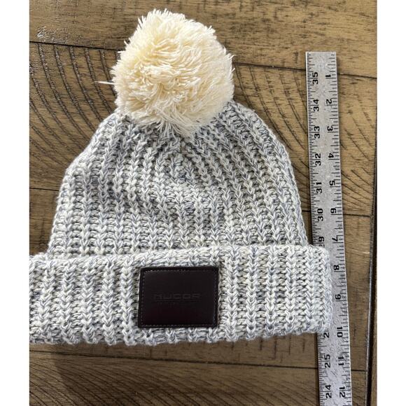 Nucor Hertford County Pom Beanie Hat Womens Gray Knit Winter Cap - Picture 4 of 9